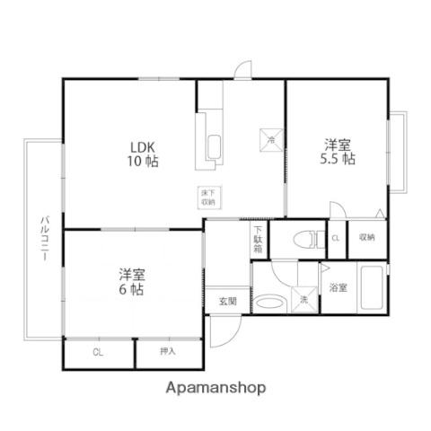ディオールテラシマ(2LDK/1階)の間取り写真