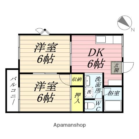 フレグランス南光台(2DK/2階)の間取り写真