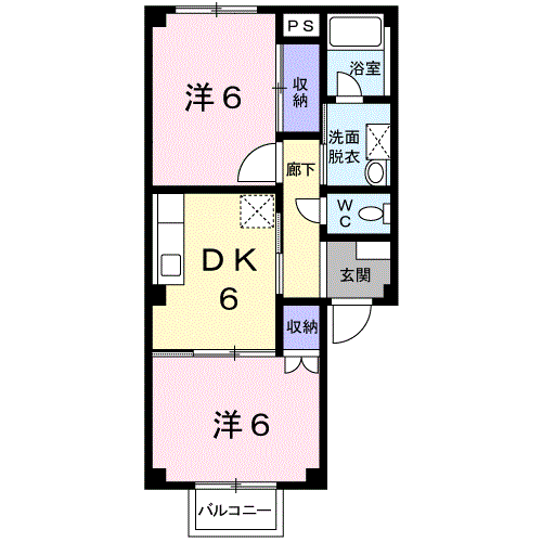シティハイツ秋櫻(2DK/1階)の間取り写真