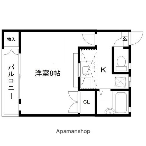 パレス宮城キャンパス(1K/2階)の間取り写真