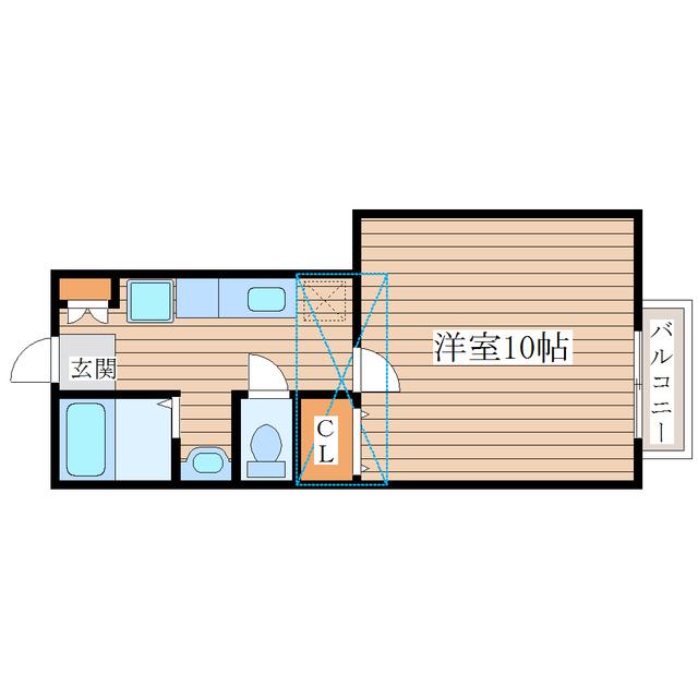 シュクール宮一番館(1K/2階)の間取り写真