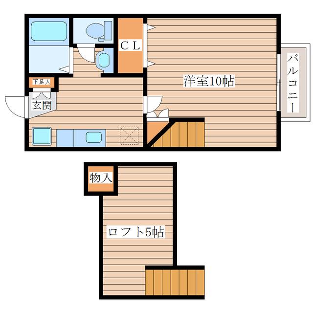 エスポワールシャトー愛子Ⅰ(1K/1階)の間取り写真