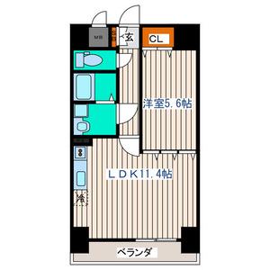 県庁前レジデンス(1LDK/9階)の間取り写真