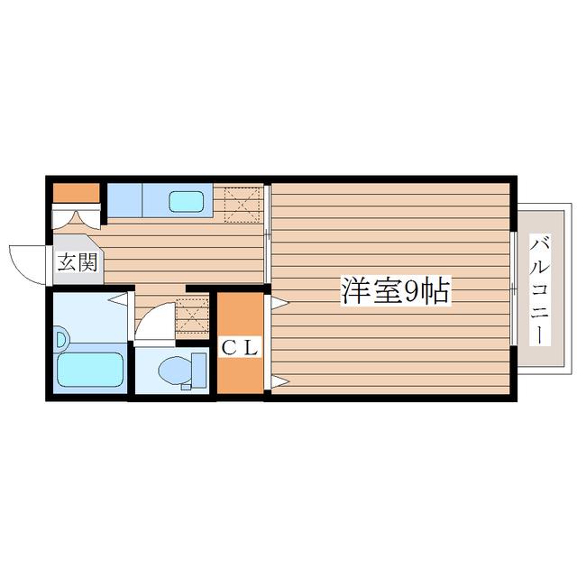 スプリングガーデンみずほ台(1K/2階)の間取り写真