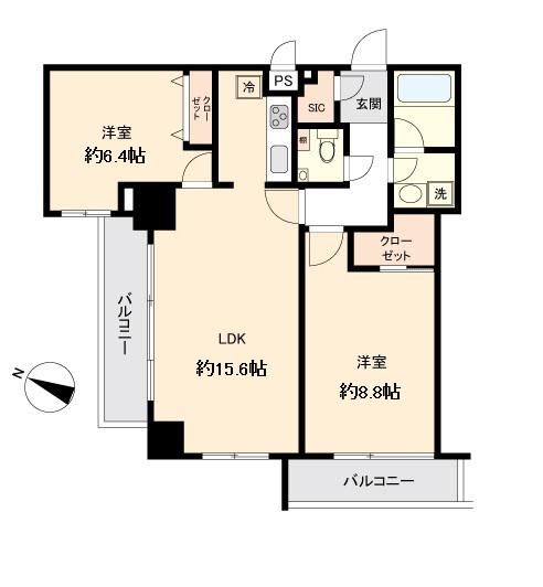 KDX定禅寺通レジデンス(2LDK/9階)の間取り写真