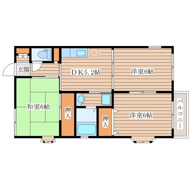 シュトラール弐番館(3DK/2階)の間取り写真
