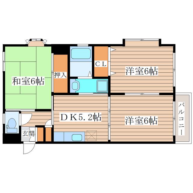 シュトラール弐番館(3DK/2階)の間取り写真