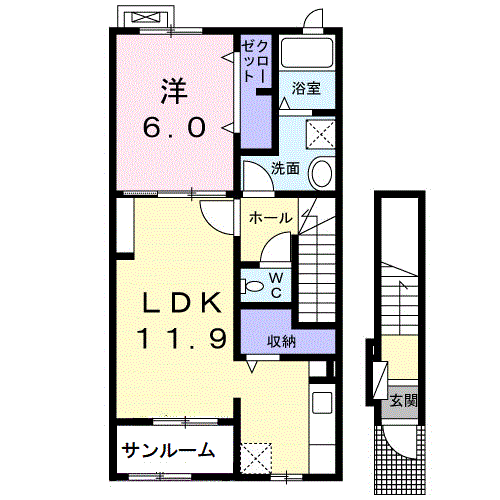 セルバ・セレッソ(1LDK/2階)の間取り写真