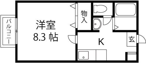 コリーヌ南光台Ⅱ番館(1K/1階)の間取り写真