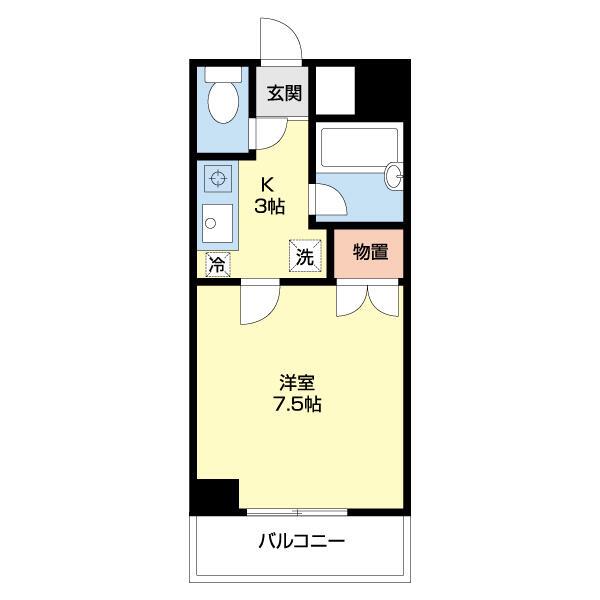 ネオシティー長町(1K/2階)の間取り写真