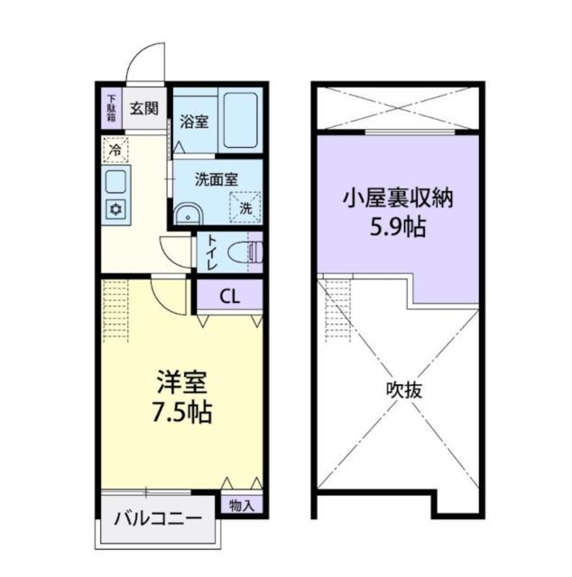 カーサ ベルデ(1K/2階)の間取り写真