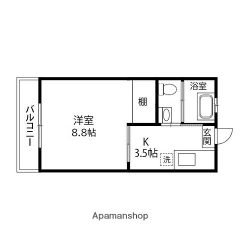 カーサプレジデント亀岡(1K/1階)の間取り写真