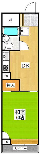 錦町チサンマンション(1DK/7階)の間取り写真