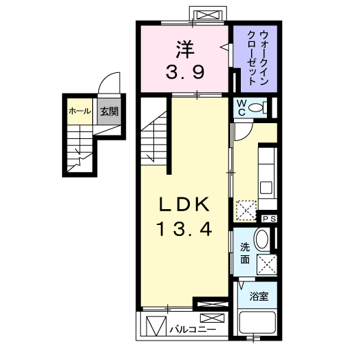CENTRAL COLINE(1LDK/4階)の間取り写真
