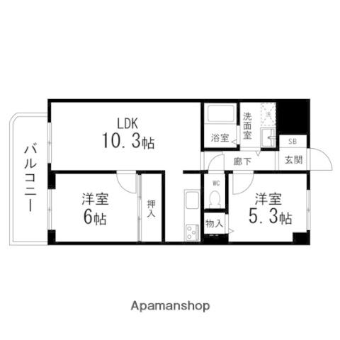 ライオンズマンション北仙台(2LDK/6階)の間取り写真