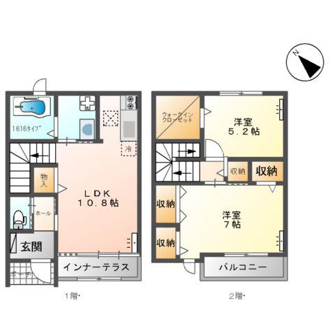 グランディールⅡ(2LDK/1階)の間取り写真