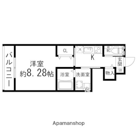 ペアレシア米ケ袋(1K/1階)の間取り写真
