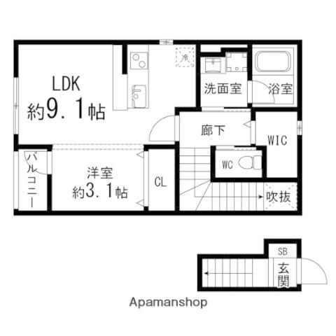 GRANBELL(1LDK/2階)の間取り写真