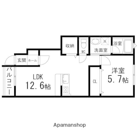 グランディールⅡ(1LDK/1階)の間取り写真