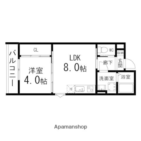 LA LUCE泉中央(1LDK/2階)の間取り写真