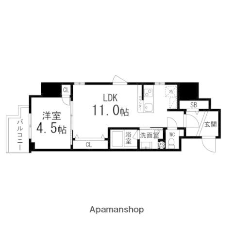 ラファール泉中央(1LDK/5階)の間取り写真
