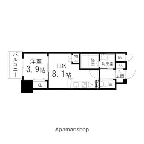 ラファール泉中央(1LDK/3階)の間取り写真