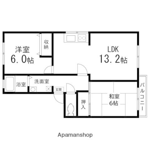 セジュールⅠ(2LDK/2階)の間取り写真