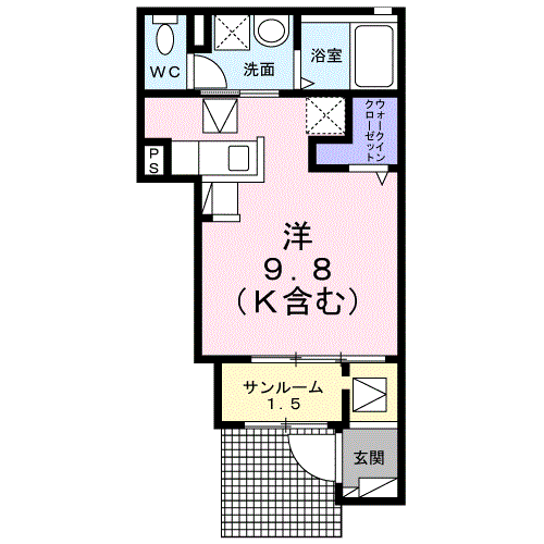 ノイ フリーデ(ワンルーム/1階)の間取り写真