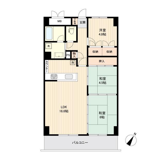 高砂関弐番館(3LDK/10階)の間取り写真