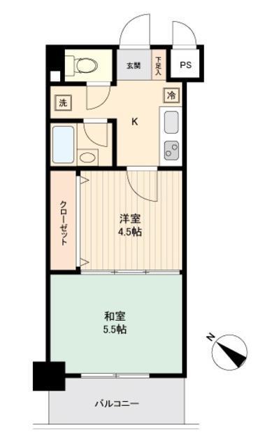 リビングステージ東仙台(2K/6階)の間取り写真