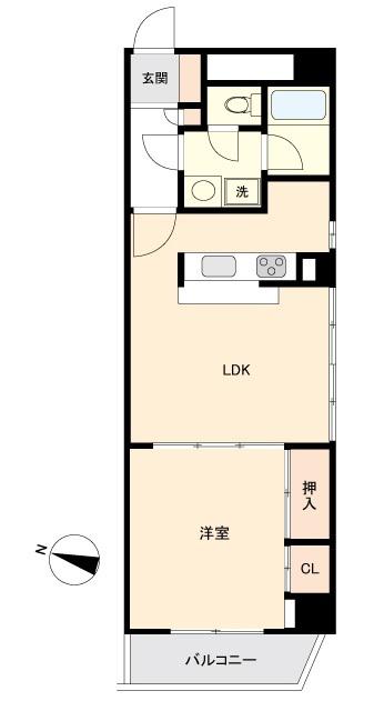 グリーンパーク小松島(1LDK/6階)の間取り写真