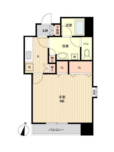 S-FORT榴岡公園(1K/13階)の間取り写真