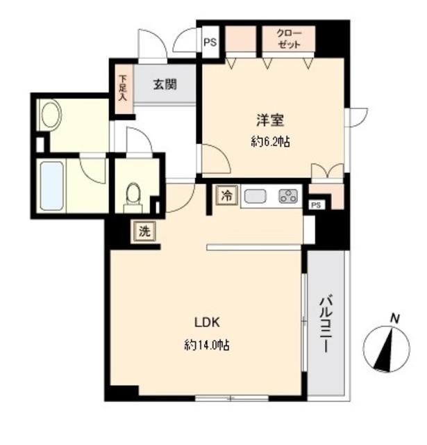 KDXレジデンス一番町(1LDK/2階)の間取り写真