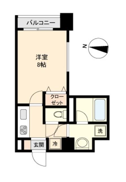 ガーネットヒルズ上杉(1K/2階)の間取り写真