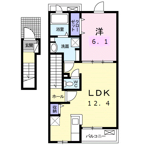 レジデンス青葉(1LDK/2階)の間取り写真