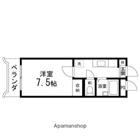 コーポしんし(1K/2階)の間取り写真