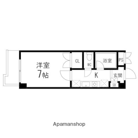 ロイヤルヒルズ市名坂(1K/2階)の間取り写真