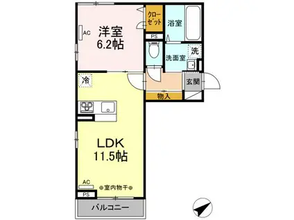 DーROOM新中道(1LDK/3階)の間取り写真