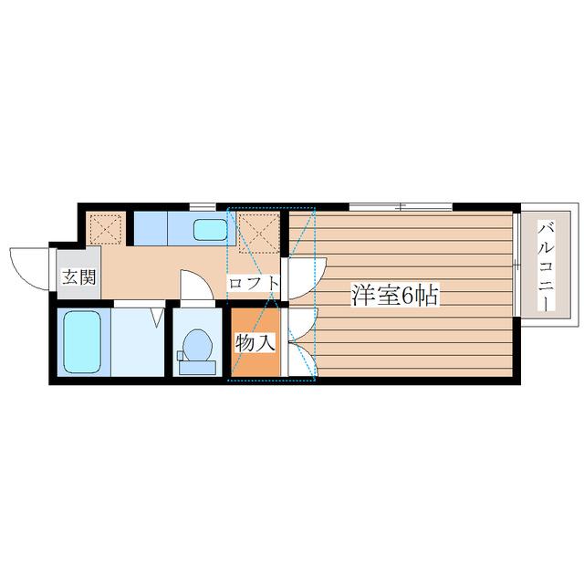 プリンセス桜ケ丘(1K/2階)の間取り写真