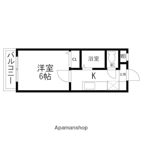 有楽館メゾンヴィスタリア(1K/2階)の間取り写真