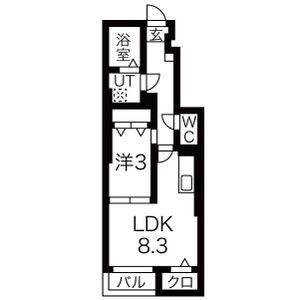 ラ・ベル・シャンブル(1LDK/1階)の間取り写真