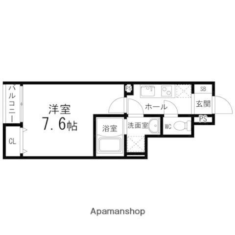 PRIMERO泉ヶ丘(1K/1階)の間取り写真