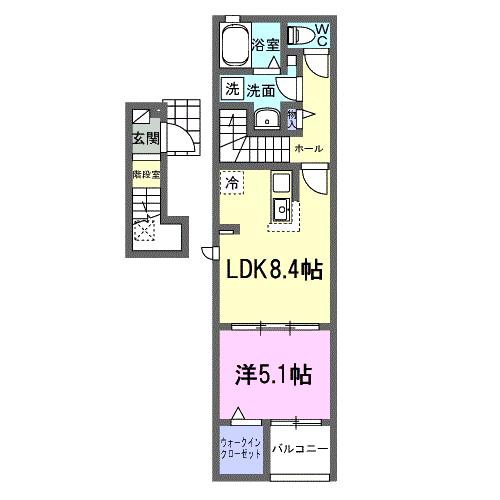 グレイス古川(1LDK/2階)の間取り写真