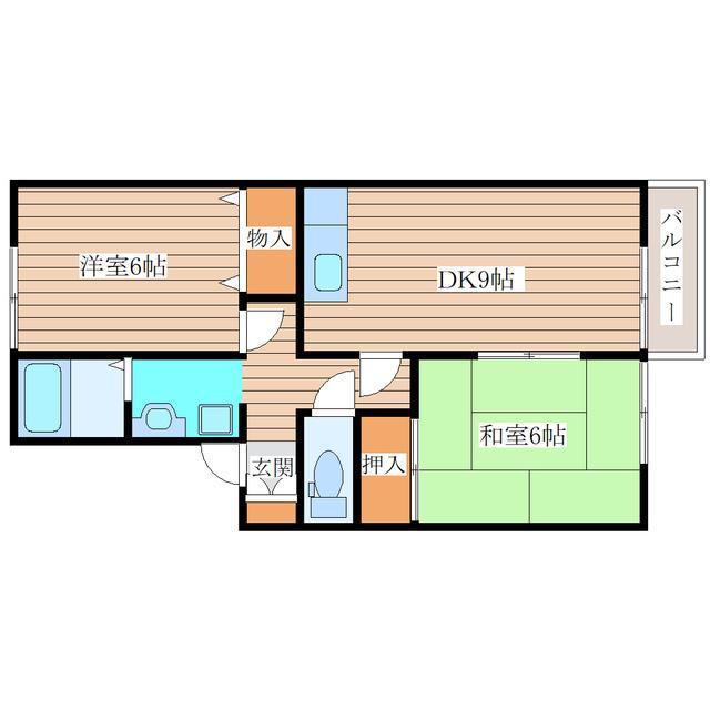 ロイヤルガーデン愛子B(2LDK/2階)の間取り写真