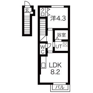 ドリームポート富谷(1LDK/2階)の間取り写真