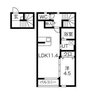 BONHEUR(1LDK/2階)の間取り写真