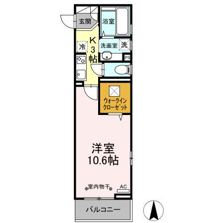 グランディール泉中央(1K/1階)の間取り写真