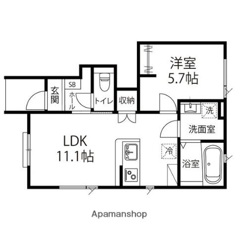 CHACO桜ヶ丘(1LDK/1階)の間取り写真