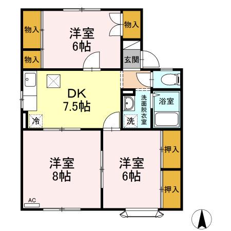 コート・エスプリC(3DK/1階)の間取り写真