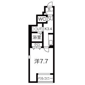 ALIVIO幸町II(1K/1階)の間取り写真